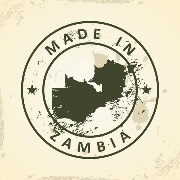 Selo com mapa de Zâmbia — Vetor de Stock