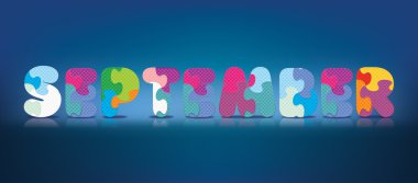 vektör bulmaca alfabesi ile yazılmış Eylül