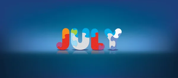 Vector JUILLET écrit avec puzzle alphabet — Image vectorielle