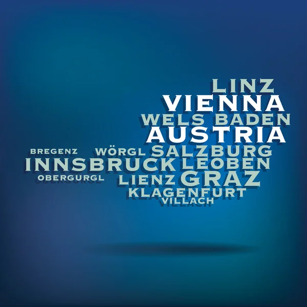 Αυστρία χάρτη γίνονται με το όνομα των πόλεων — Διανυσματικό Αρχείο