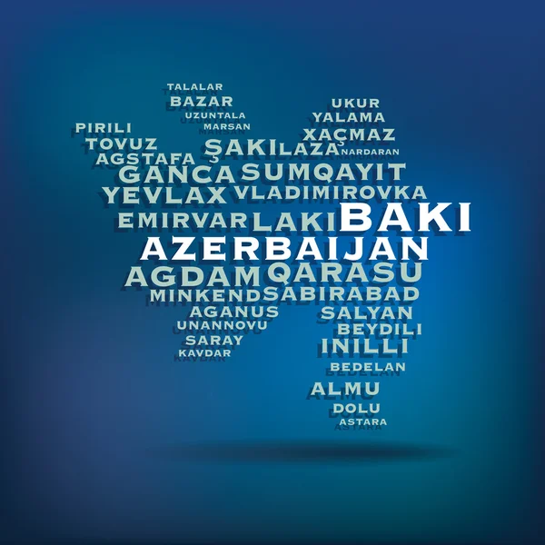 Peta Azerbaijan yang dibuat dengan nama kota - Stok Vektor