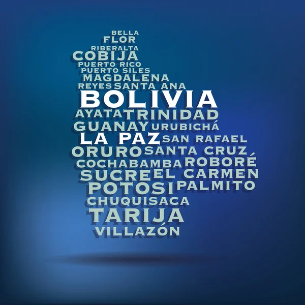 Bolivia map made with name of cities — Stock Vector