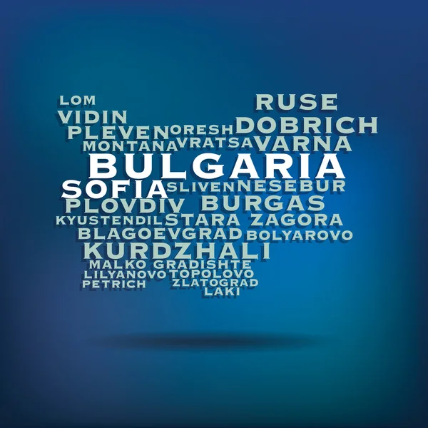 Bulgarie carte réalisée avec le nom des villes — Image vectorielle