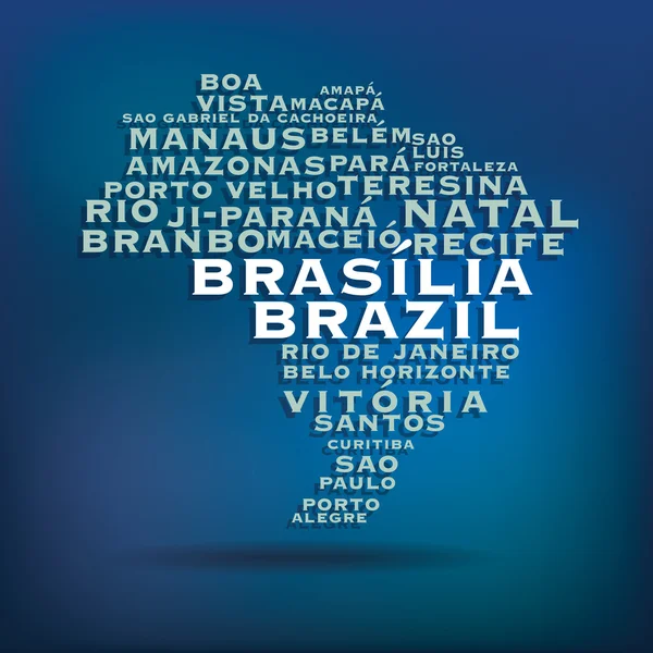 Brasil mapa feito com nome das cidades —  Vetores de Stock