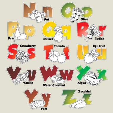 z n meyve ve sebze alfabesi