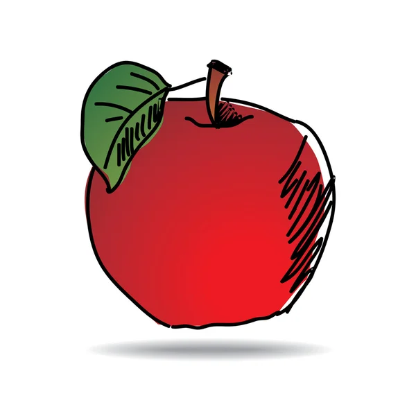 Uit de vrije hand tekenen apple-pictogram — Stockvector