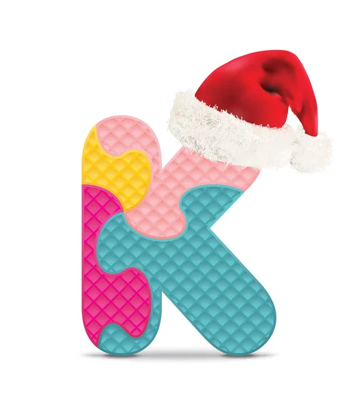Lettre K écrite avec puzzle alphabet — Image vectorielle
