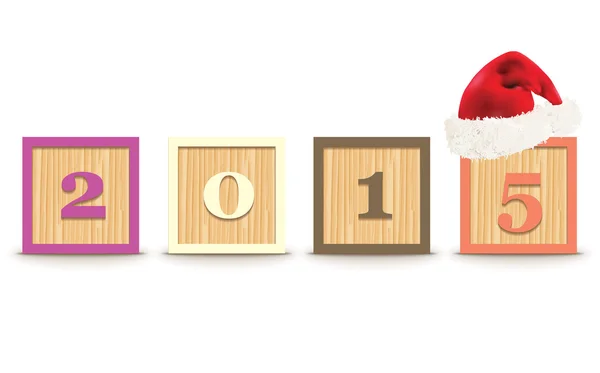 2015 realizzato con blocchi di giocattoli con cappello di Natale — Vettoriale Stock
