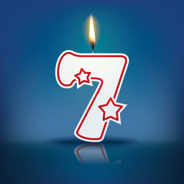 Numer 7 z płomień świecy — Wektor stockowy