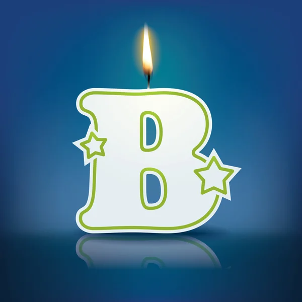 Bougie lettre B avec flamme — Image vectorielle