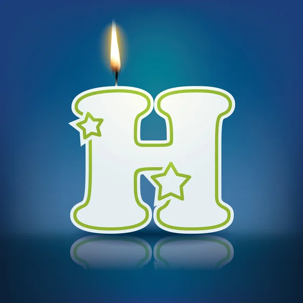 Bougie lettre H avec flamme — Image vectorielle