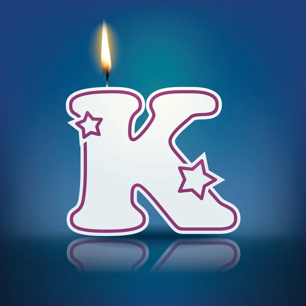 Kerze Buchstabe k mit Flamme — Stockvektor