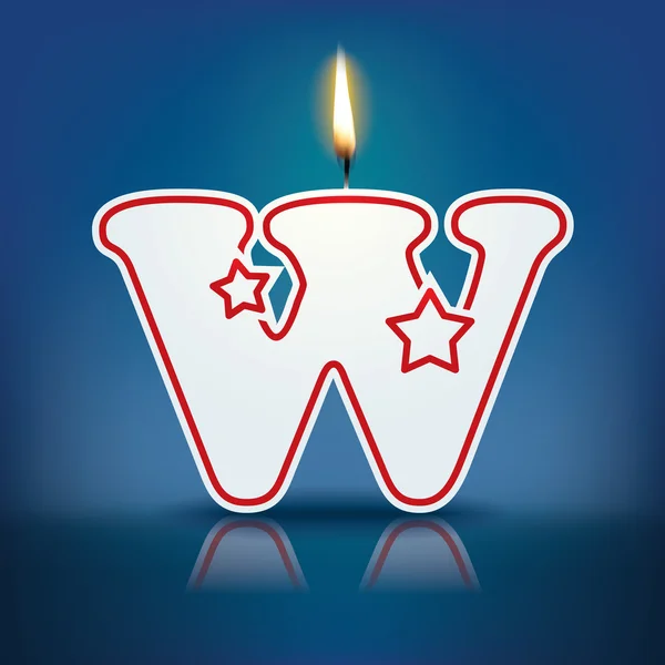 Svíčka písmeno w s plamenem — Stockový vektor