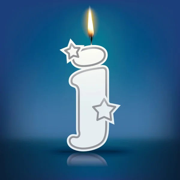 Carta de la vela J con llama — Vector de stock