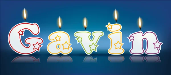 GAVIN escrito con velas encendidas — Vector de stock