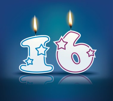Birthday candle number 16 clipart