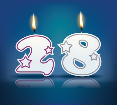 Birthday candle number 28 clipart
