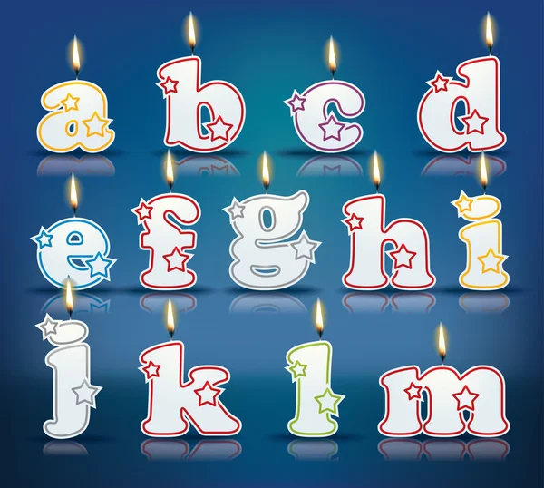 Буквы при свечах от a до m — стоковый вектор