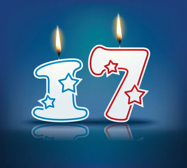 Birthday candle number 17 — Stock Vector