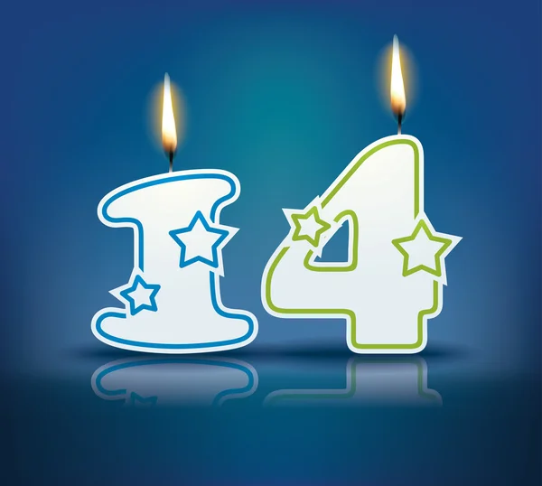 Bougie d'anniversaire numéro 14 — Image vectorielle