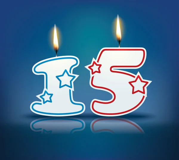 Birthday ljus nummer 15 — Stock vektor