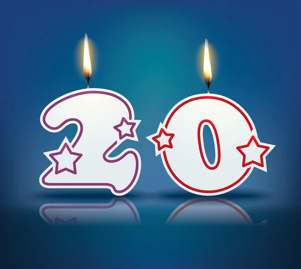 Bougie d'anniversaire numéro 20 — Image vectorielle