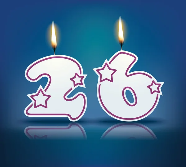 Birthday candle number 26 — Stock Vector