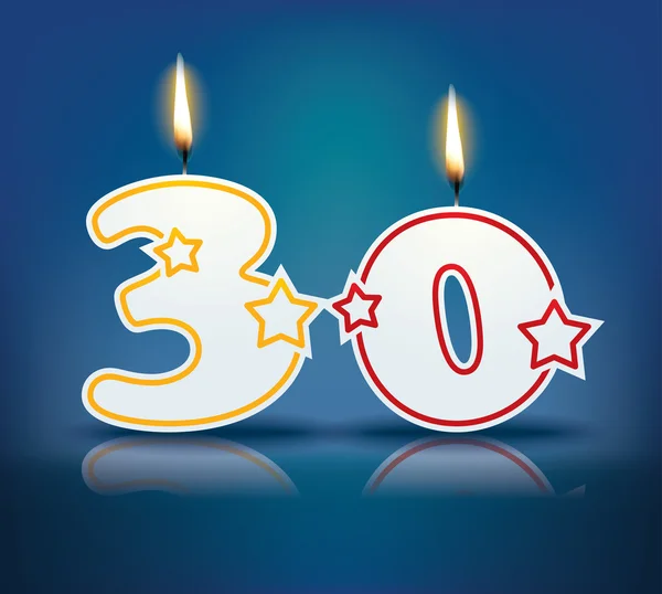 Birthday candle number 30 — Stock Vector