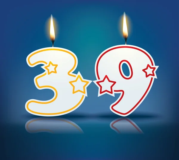 Birthday candle number 39 — Stock Vector