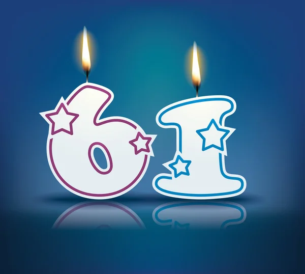 Bougie d'anniversaire numéro 61 — Image vectorielle