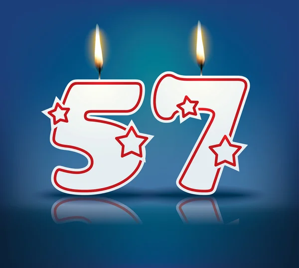 Birthday candle number 57 — Stock Vector