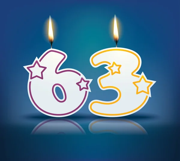 Bougie d'anniversaire numéro 63 — Image vectorielle