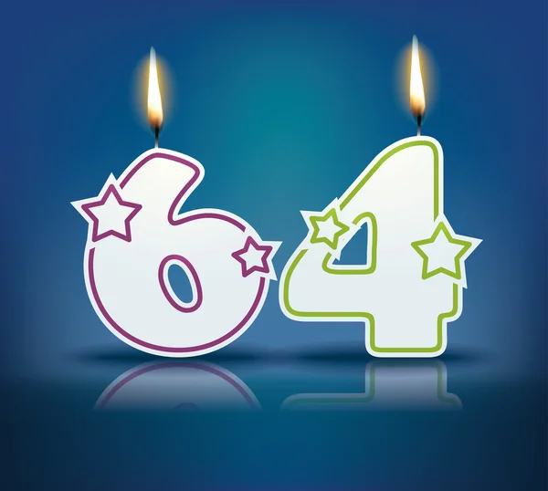 Vela de cumpleaños número 64 — Vector de stock