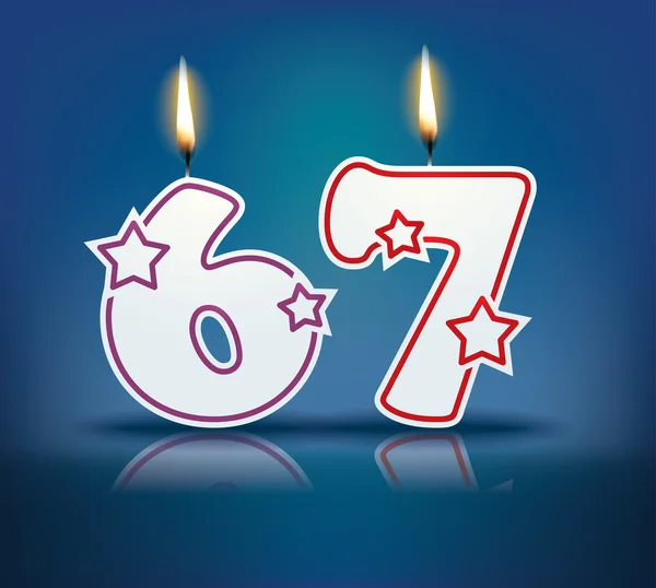 Birthday candle number 67 — Stock Vector