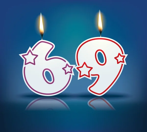 Vela de cumpleaños número 69 — Vector de stock