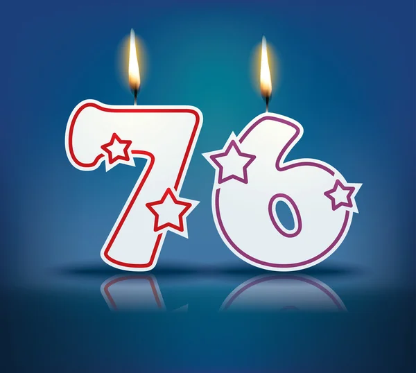 Birthday candle number 76 — Stock Vector