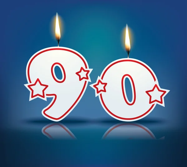 Bougie d'anniversaire numéro 90 — Image vectorielle