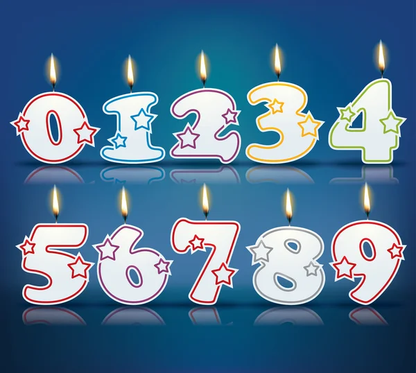 Numéros de bougie d'anniversaire — Image vectorielle