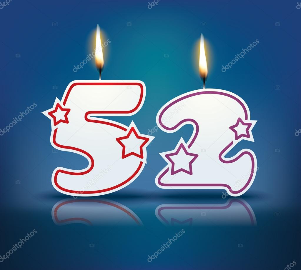 Birthday candle number 52 — Stock Vector © lajo_2 #60241235