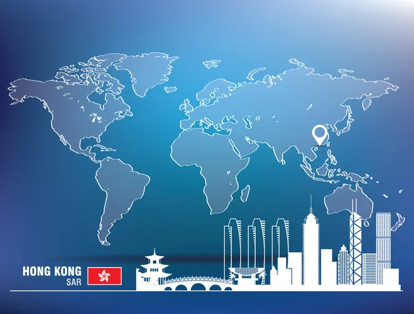 Булавка с горизонтом Гонконга — стоковый вектор
