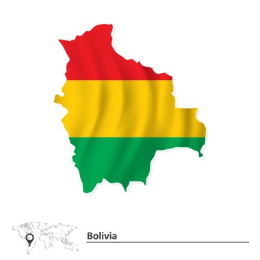 Bayrağı olan Bolivya haritası