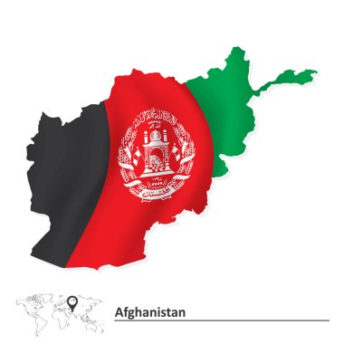 Afganistan Haritası bayrak ile