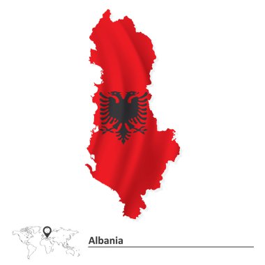Bayrağı ile Arnavutluk Haritası