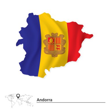Andorra Haritası bayrak ile