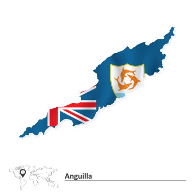 Anguilla Haritası bayrak ile