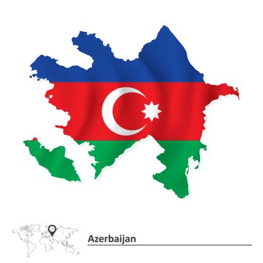 Azerbaycan Haritası bayrak ile