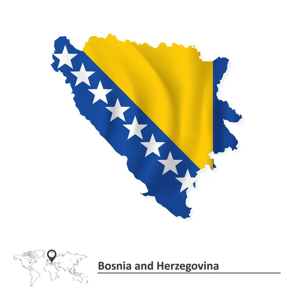 Map of Bosnia and Herzegovina with flag — Stock Vector