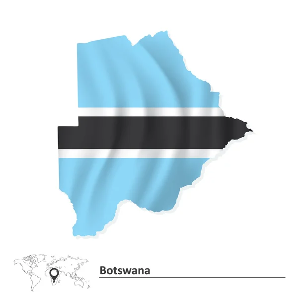 Peta Botswana dengan bendera - Stok Vektor