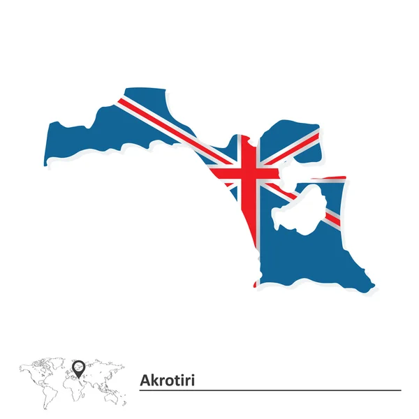 Mapa de Akrotiri com bandeira — Vetor de Stock