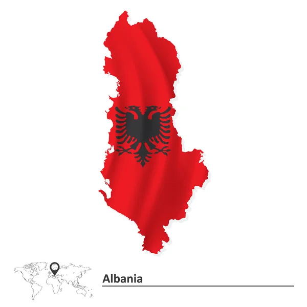 Albanien-Karte mit Flagge — Stockvektor